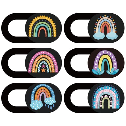 6Pcs 6 Styles Laptop Camera Cover Rainbow Privacy Guard Accessories, 0.04 Inch Ultra Thin Webcam Cover Protector Blocker for Phone Desktop Computer Tablet Notebook Mini PC Home Office Use - color: Rainbow