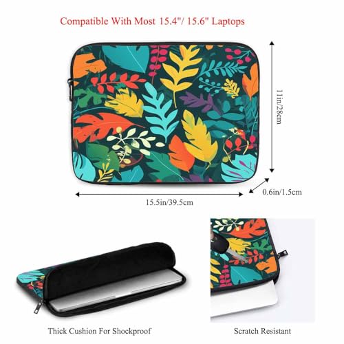 Laptop Sleeve Bag 15.4 15.6 Inch,Jungle Tropical Palm Leaves Exotic Plants Colorful Protective Polyester Computer Cases Laptop Cover Briefcase Bag Tablet Travel Cover - color: LPS-025