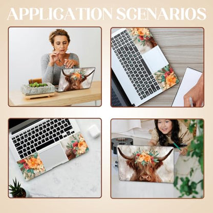 SUPERDANT Laptop Skin Sticker Highland Cattle Cow Laptop Decals Personalized Universal Notebook Computer Wrap Vinyl Skin Stickers Cover Art Decal Removable 12-15.6 Inch Waterproof Gifts Orange