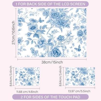 CREATCABIN Blue Flowers Laptop Skin Sticker Decal Netbook Skin Sticker Notebook Art Decal 12" 13" 13.3" 14" 15" 15.4" 15.6 Inch Laptop Protector Cover Waterproof Scratchproof Removable Easy to Apply - style: Blue flower