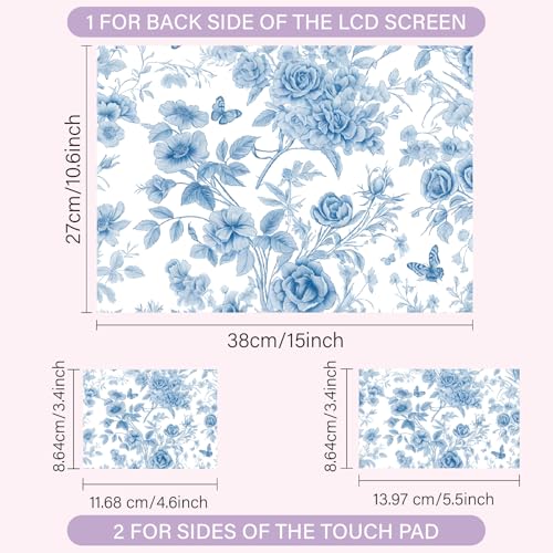 CREATCABIN Blue Flowers Laptop Skin Sticker Decal Netbook Skin Sticker Notebook Art Decal 12" 13" 13.3" 14" 15" 15.4" 15.6 Inch Laptop Protector Cover Waterproof Scratchproof Removable Easy to Apply - style: Blue flower
