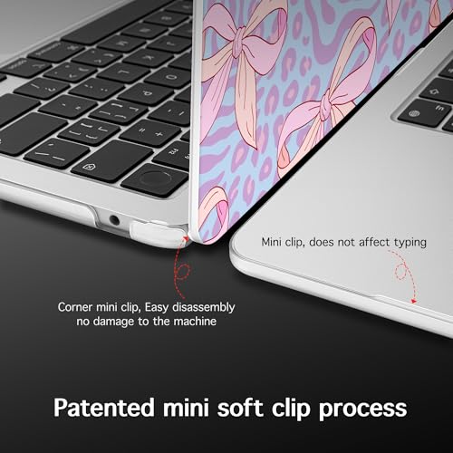for 2026 MacBook Air 13-inch Laptop Case M5 2026 M4 2025 M3 2024 M2 2022 Release Model A3449 A3240 A3113 A2681, Hard Shell Cover for MacBook Air 13.6 inch, Leopard Bow - color: Leopard Bow
