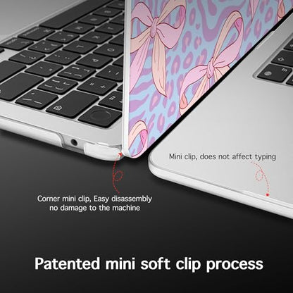 for 2026 MacBook Air 13-inch Laptop Case M5 2026 M4 2025 M3 2024 M2 2022 Release Model A3449 A3240 A3113 A2681, Hard Shell Cover for MacBook Air 13.6 inch, Leopard Bow - color: Leopard Bow