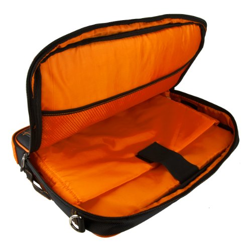Sleek and Durable Laptop Carry Case -Versatile Office and Travel Messenger Bag with Secure Pockets,Up to 12-inch Laptop Space - color: Orange, size: 15.6 inch