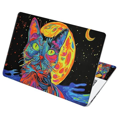 Universal Laptop Skin Sticker with 2 Wrist Pad Decals, 3-Piece Removable Vinyl Laptop Cover, Impressionist Cat Waterproof Anti-Scratch, Easy-Trim Fit for 13.3" 14" 15.6" Laptops - color: Impressionist Cat