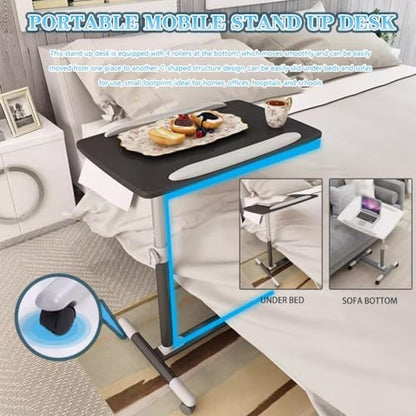 Laptop Table, Height Adjustment Workstation, Training Institution Sit Stand Standing Desk, 45° Flip Desktop Standing Desk, Mobile Sofa Side Table(Black) - color: Black