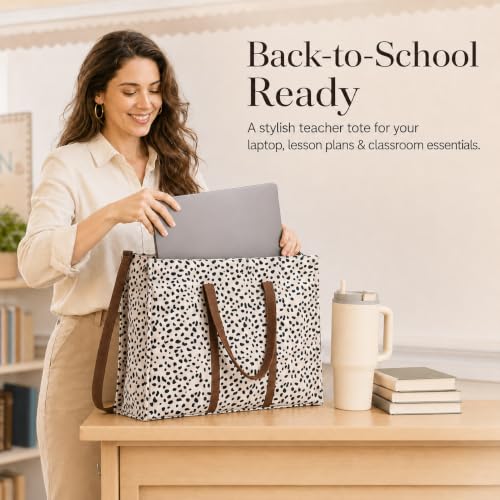 BTOOP Work Tote Bag for Women, Laptop Tote Bag With 15.6 Inch Padded Compartment, Teacher Nurse Bible Bags - color: A-leopard - Apricot