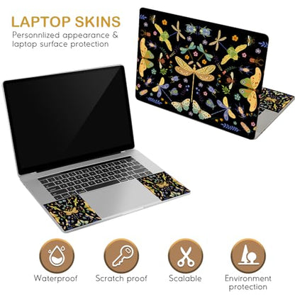 DINKY Laptop Skin Sticker Decal 15.6" 15.4" 12" 13" 13.3" 14" 15 inch Laptop Universal Vinyl Skin Stickers Cover Art Decal Notebook PC Personalized Protector, Black Dragonfly - color: Black Dragonfly