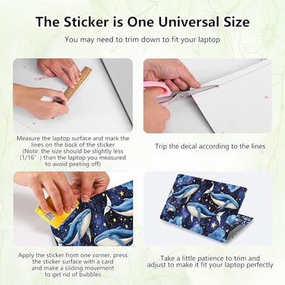 Laptop Skin Sticker Decal, Universal Reusable Vinyl Laptop Cover for 12" 13" 13.3" 14" 15" 15.4" 15.6" Notebook PC, Waterproof Scratch-Resistant with 2 Wrist Pads, Easy to Apply & Remove,Dolphin - color: Dolphin