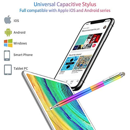 Capacitive Stylus Pen, 4-in-1 High Sensitivity and Precision Touch Screen Stylus Clear Disc Tip,Black Rubber Tip &Mesh Fiber Tip Compatible with Universal Touch Screen Device, Dreamy Rainbow - color: Dreamy Rainbow