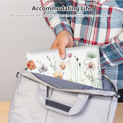 Universal Laptop Skin Sticker with 2 Wrist Pad Skins, Waterproof Scratch Resistant Vinyl Laptop Cover Decal, Cut to Fit for 11–15.6 Inch MacBook HP Dell Lenovo, Wild Flowers - color: Wild Flowers