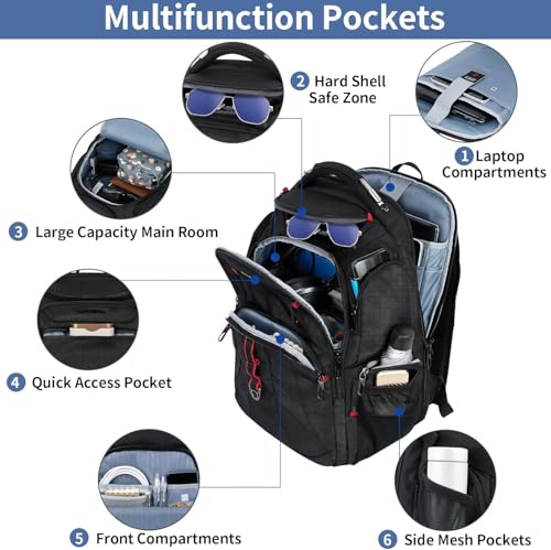 VANKEAN 17.3'' Travel Laptop Backpack - style: Travel Backpacks
