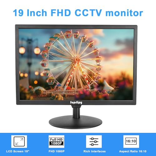 19 inch FHD Small IPS Monitor LCD Display Screen 1440x900 60Hz 16:10 with HDMI BNC VGA AV USB Input Built-in Lounspeakers for CCTV Security Camera DVR PC RasPi - color: 19 Inch 1440x900