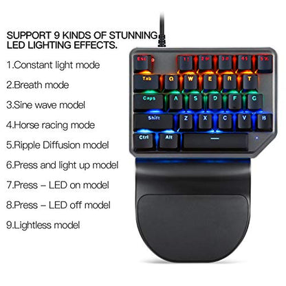 MOTOSPEED K27 One-Handed Mechanical Mini Gaming Keypad 27 Keys, 9 LED Backlit USB Wired Mechanical Gaming Keyboard for Pro Keyboard Computer/PC/Desktop/Laptop/Mac