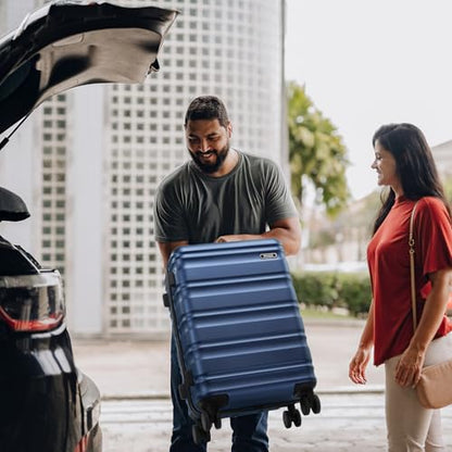 3 Piece Luggage Set, 20 Inch Carry On Luggage 22x14x9 Airline Approved, Hardside Suitcases with Wheels, Suitcase Set with YKK Zipper&TSA Lock, Travel Set - color: Navy Blue, size: 3 piece set (20inch)