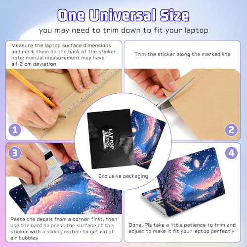 Universal Laptop Skin Sticker Decal, Compatible with MacBook HP Dell Lenovo 12"-15.6", Reusable Vinyl Notebook Cover 3PCS Set, High-Recognition Film-Japan's Fuji Mount Cherry Blossom - color: Japan's Fuji Mount Cherry Blossom