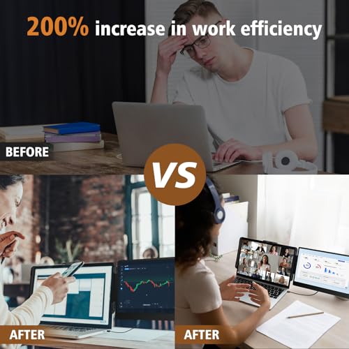 ROYY Laptop Screen Extender, 14" Portable Laptop Monitor FHD 1080P IPS, 180° Rotation Dual Screen, One Cable Plug & Play, Extra Compatible with Windows/Mac/Android/Switch/PS Fits 13"-17" Laptops - size: 14" Screen Extender