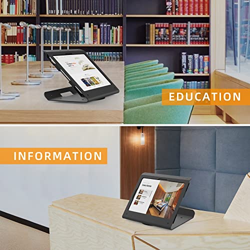 Tablet POS Stand - Heavy Duty Steel Kiosk Stand with 360° Swivel Base Anti-Theft - Compatible with 10.9" iPad 10th, Pro 11" 1 2 3 4, Air 4 5, Air 11"(M2/M3/M4), iPad 11"(A16) - color: Black