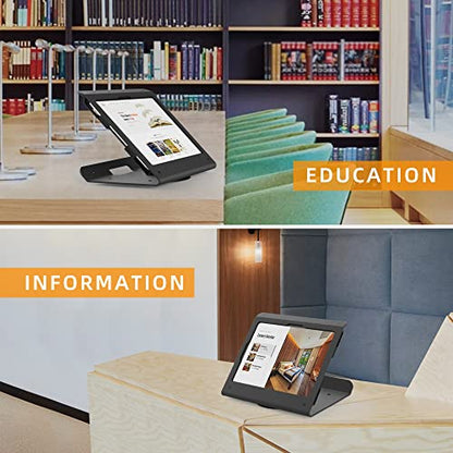 Tablet POS Stand - Heavy Duty Steel Kiosk Stand with 360° Swivel Base Anti-Theft - Compatible with 10.9" iPad 10th, Pro 11" 1 2 3 4, Air 4 5, Air 11"(M2/M3/M4), iPad 11"(A16) - color: Black