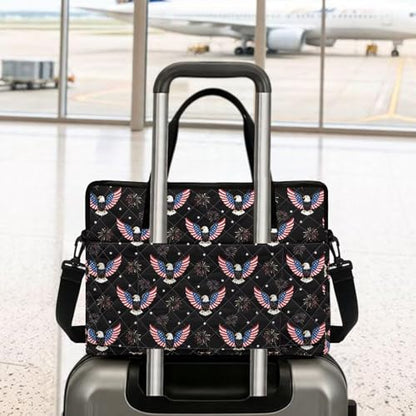 Laptop Sleeve, Laptop Cover with Adjustable Strap Computer Bag Tablet Notebook Sleeves Handbag Messenger Briefcase - color: Eagle and American Flag