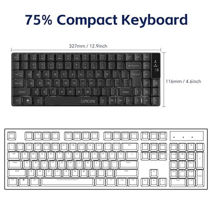 CHONCHOW Wireless Keyboard, Rechargeable Mini Quiet Keyboard, Thin Tenkeyless Design, 87 Key RGB Backlit, Small Compact Keyboard, Light Up Mechanical Feel Keyboard for Xbox PS4 PS5 PC Laptop Gamer