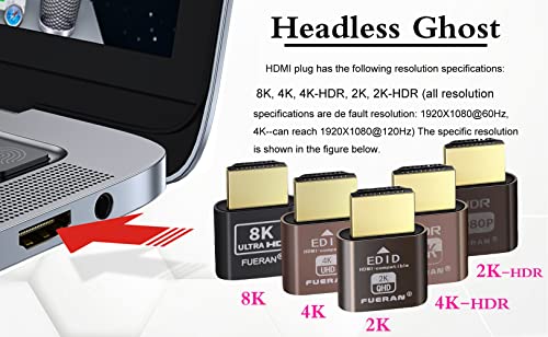 Dummy Plug,Headless Ghost Display Emulator HDMI-Compatible（Fit Headless-1920x1080 New Generation@60Hz）-2Pack - color: HDMI 2.0-2K-2P