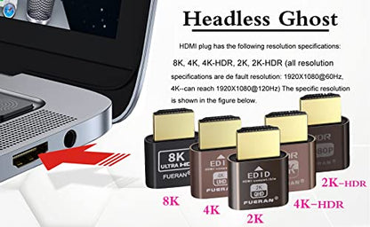 Dummy Plug,Headless Ghost Display Emulator HDMI-Compatible（Fit Headless-1920x1080 New Generation@60Hz）-2Pack - color: HDMI 2.0-2K-2P