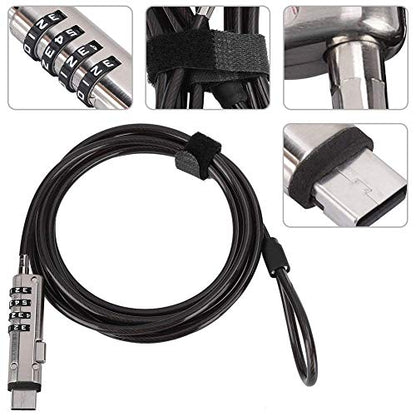 Laptop Cable Locks Combination Cable Lock 4 Digital Password Security Anti Theft Lock for USB Devices Equipment Notebook Computer