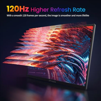 18.5 Inch Portable Monitor, HDMI USB-C Slim 120Hz Portable Gaming Monitor | 1080P FHD IPS FreeSync Large Portable Monitor for Laptop MacBook Pro Air, PC, Xbox, PS4/5 Travel Monitor with Kickstand