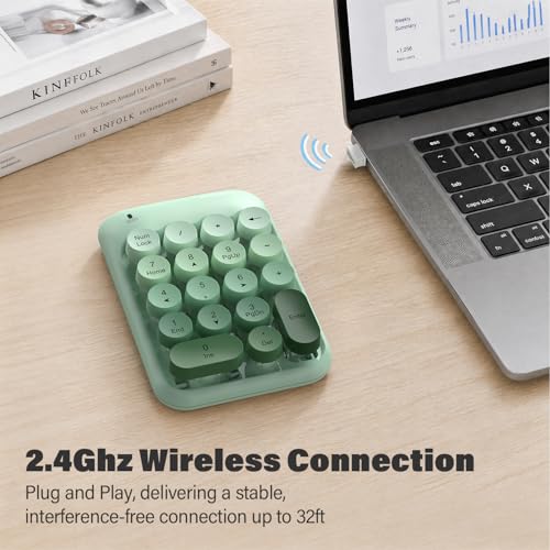 MOFII Wireless Number Pads, Colorful 2.4G Wireless 18 Keys Numeric Keypad Portable 10 Key Numpad for Financial Accounting, Laptop, PC, Computer, Notebook- Green Gradient - color: Green Gradient