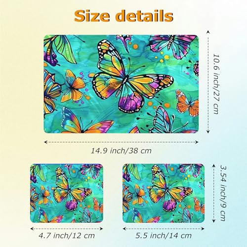 Universal Laptop Skin Sticker with 2 Wrist Pad Decals, 3-Piece Removable Vinyl Laptop Cover, Colorful Art Butterfly Waterproof Anti-Scratch, Easy-Trim Fit for 13.3" 14" 15.6" Laptops - color: Colorful Art Butterfly