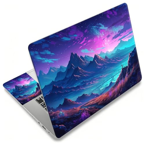 Laptop Skin Sticker Decal, Universal Reusable Vinyl Laptop Cover for 12" 13" 13.3" 14" 15" 15.4" 15.6" Notebook PC, Reusable Waterproof Scratch-Resistant with 2 Wrist Pads,Art Landscape Mountains - color: Art Landscape Mountains
