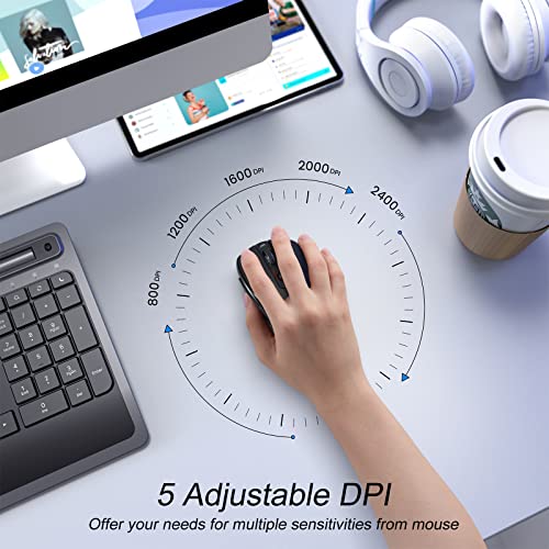 HOTWEEMS Wireless Mouse Bluetooth, Ergonomic Computer Mouse with 2400 DPI 5 Levels, 6 Buttons, 18 Month Battery, Silent Mouse for Laptop Mac PC Chromebook - color: Graphite, size: 1 Pack