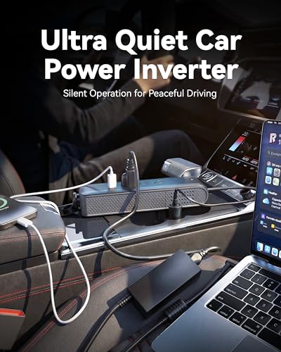 ERAYAK 150W Cigarette Lighter Adapter Car Power Inverter DC 12V to 110V AC with 3 AC Outlets, 18W USB-C, USB-A & Extra 12V Socket for Laptop, Phone, Tablet, Game Console