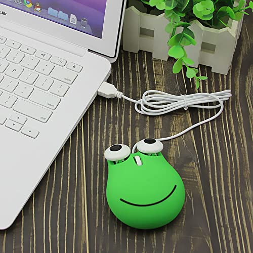 Sokelinn-six Wired Cute Mouse, USB Wired Mause for Kids with Lovely Cartoon Shaped, 1600PDI 3 Buttons Ergonomic Mini Mice for PC Laptop Desktop (Green Frog) - color: Green Frog