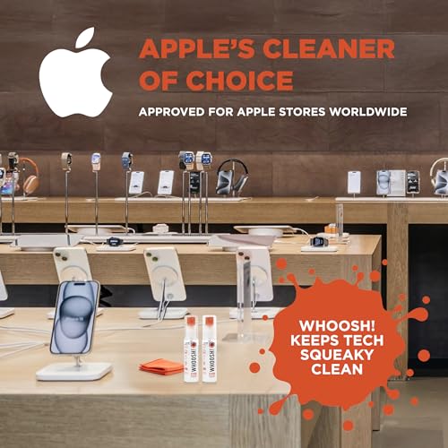 Whoosh Screen Shine Go Refillable Screen Cleaner Kit, Set of 2, 1 fl oz | TSA Approved for Travel, Streak Free Finish, For MacBook, Phone and Eyeglasses, Microfiber Cloth Included - size: 1 fl oz (Pack of 2)