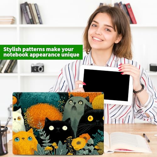 Laptop Skin Sticker Decal, Universal Protective Cover Fit 12 13 14 15.6 Inch Notebook, Reusable Water-Resistant Vinyl Decal w/ 2 Wrist Pads for Business Travel Office, Black Yellow Cat - color: Black Yellow Cat