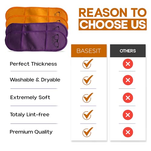 Finger Grip Eyeglass Cleaner (4 Pack) – Premium Microfiber Glasses Cleaning Cloth for Eyeglasses, Sunglasses, Phone Screen & Camera Lens (Orange/Purple) - color: Orange/Purple