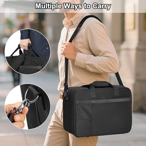 CURMIO Printer Case Compatible with HP Tango/Tango X, OfficeJet 200/250 | Wireless Mobile Printer Travel Bag, Luggage & Shoulder Strap, Padded Lining, 15.6" Padded Laptop Sleeve, Home & Travel Use