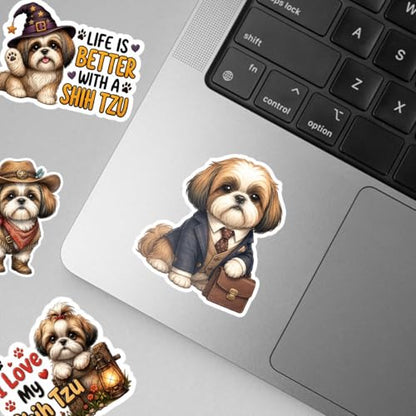 18 PCS Shih Tzu Stickers Pack – Waterproof Dog Decals for Water Bottles, Laptops, Phones, Notebook, Cars – Cool Vibrant Graphics for Shih Tzu Enthusiast - color: Shih Tzu