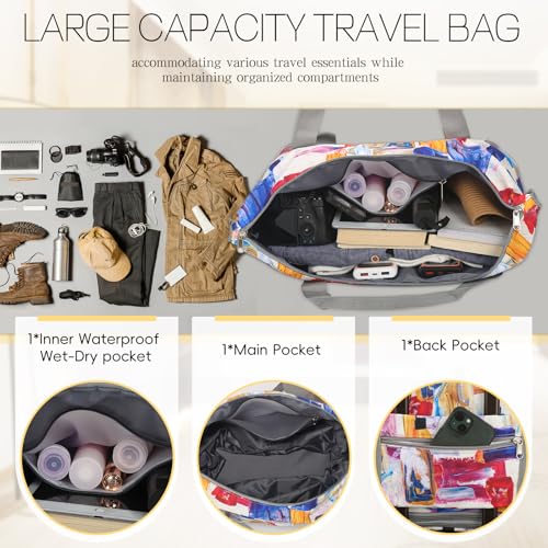 VOOWO Duffel Bag with Wheels - Rolling Foldable Expandable Duffle Bag with Wheels for Travel, Rolling Luggage Carry On Bag with Wheels, Large Rolling Backpack Weekend Bags for Men Women (Gray) - color: Geometry