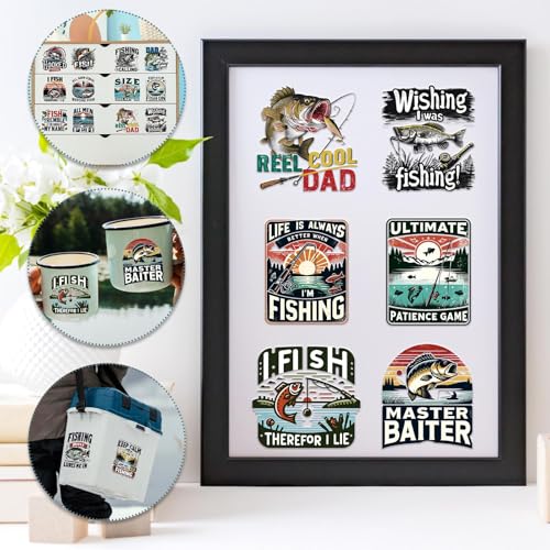 Rngmsi UV DTF Cup Wrap - 20 Sheets Fly Fishing UV DTF Cup Wraps for 16 oz Glass, Funny Stickers for Water Botters, Waterproof Rub on Transfer Decals, DIY Crafts Fishing Lover Gifts - style: Fishing