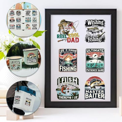Rngmsi UV DTF Cup Wrap - 20 Sheets Fly Fishing UV DTF Cup Wraps for 16 oz Glass, Funny Stickers for Water Botters, Waterproof Rub on Transfer Decals, DIY Crafts Fishing Lover Gifts - style: Fishing