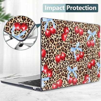 DONGKE for MacBook Air 13 Inch Case M5 2026 M4 2025 M3 M2 2024-2022 A3449 A3240 A3113 A2681, Plastic Hard Shell & Keyboard Cover & Screen Film for MacBook Air 13.6 Inch Case - Leopard Cherry - color: Leopard Cherry