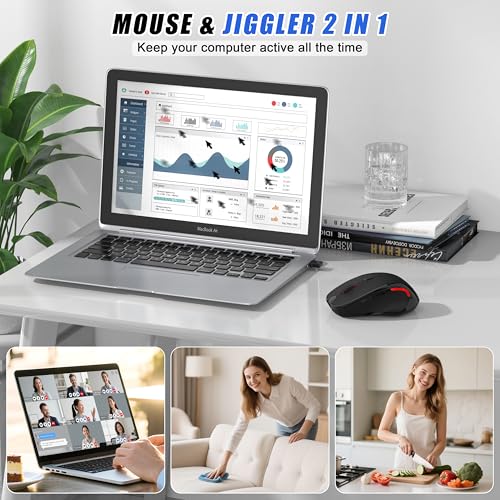 Wireless Bluetooth Mouse for Mac Pro MacBook Air, Rechargeable Mice with Jiggler Mouse, 3 Mode Switch Bluetooth 5.2/3.0 & 2.4G USB-A/USB-C Receiver, Optical Silent Mouse for iPad PC Laptop, Black - color: Bluetooth Wireless Mouse (Black)