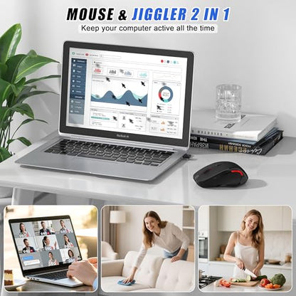 Wireless Bluetooth Mouse for Mac Pro MacBook Air, Rechargeable Mice with Jiggler Mouse, 3 Mode Switch Bluetooth 5.2/3.0 & 2.4G USB-A/USB-C Receiver, Optical Silent Mouse for iPad PC Laptop, Black - color: Bluetooth Wireless Mouse (Black)