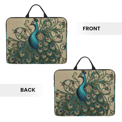 14 Inch Laptop Sleeve Case Waterproof Lightweight Laptop Case Bag Peacock Travel Laptop Bags With Handle Briefcase Messenger Bag For Women Men