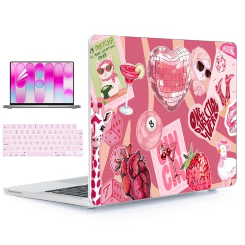 for MacBook Neo Case 13 inch 2026 A18 Pro (A3404), Anti-Scratch Protective Pattern Hard Shell Case, Trendy Laptop Cover with Keyboard Cover+Screen Film+Trackpad Film,Pink Disco Heart ﻿ - color: Pink Disco Heart