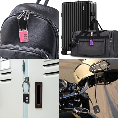 50CM/20in Long Cable Lock - 4-Digit Combination Lock, Re-settable Combination, Security Cable Lock for Luggage, Suitcase, Gun, Helmet - Silver, 1-Pack - size: 50cm (20 inch) Cable
