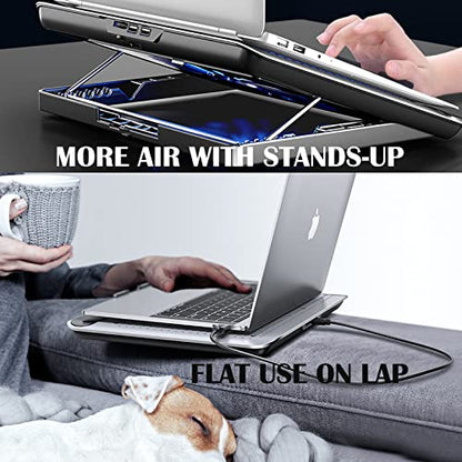 16inch Single Fan Lap Chill Mat - Aluminum Panel Laptop Cooling Pad, Heat Protection Laptop Cooler, Adjustable Foldable Long Stand, Fans Switch with dimmable-Speed, USB-A Connection Laptop Fan - color: Silver 1Fan 16inch